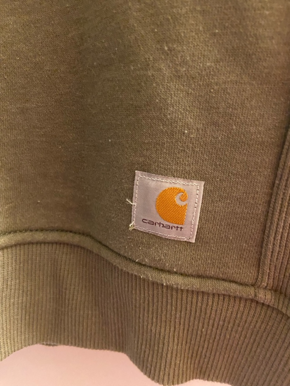 Carhartt Olive Crewneck Sweatshirt with Sleeve Logo - Picture 2 of 7
